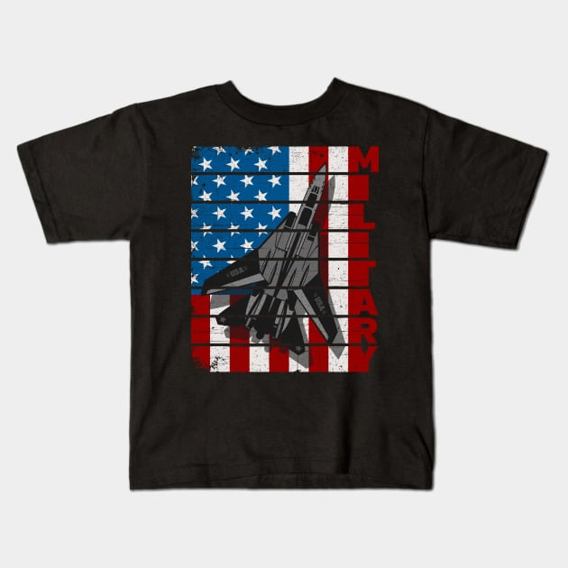 Jet Fighter Military Air Force Kids T-Shirt by RadStar